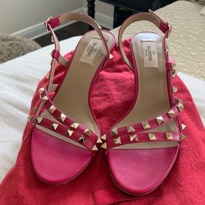 Valentino Rockstud Flair Slingback Leather Sandals